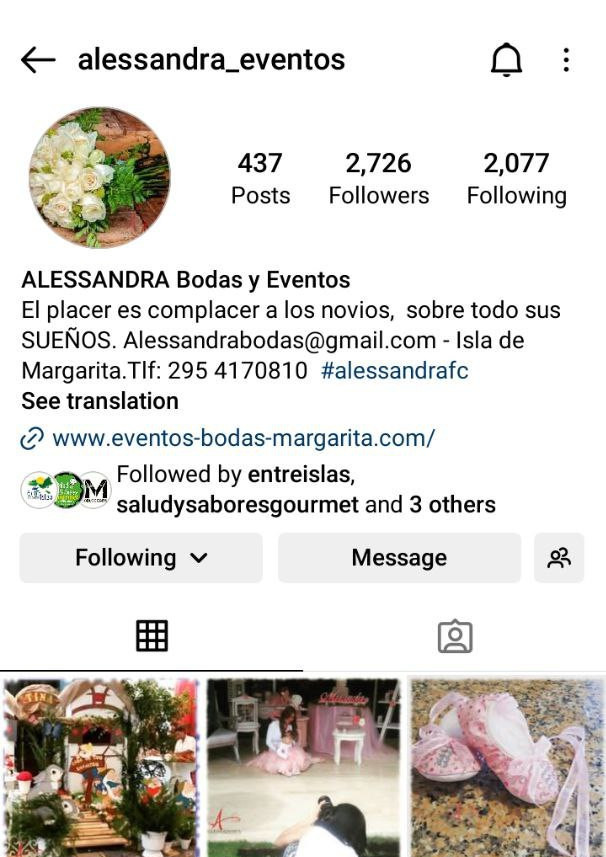 Marketing ejemplo 4 Instagram Allesandraboda